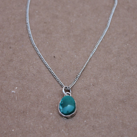 Oval Turquoise Pendant Chain-$-50.00