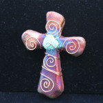 Raku Pottery, Sacred Cross Multi-color