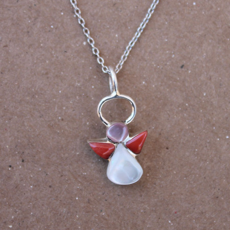 Coral Angel Jewelry on Silver Chain