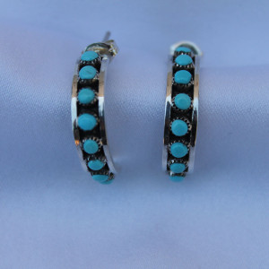 Small Hoop Turquoise Earrings